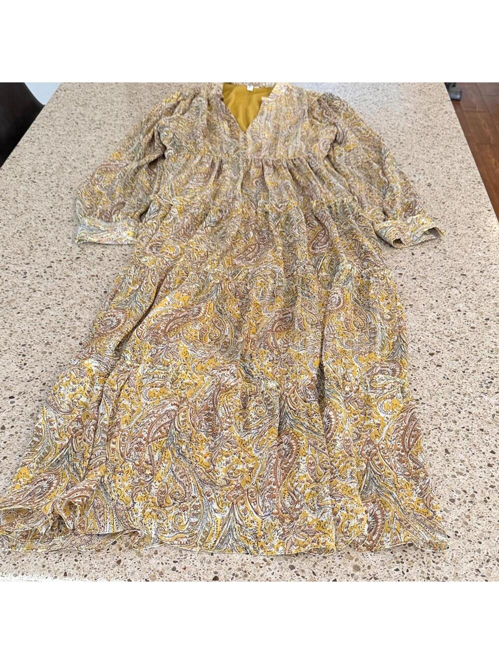 Elan Paisley Print Long Sleeve Dress size small